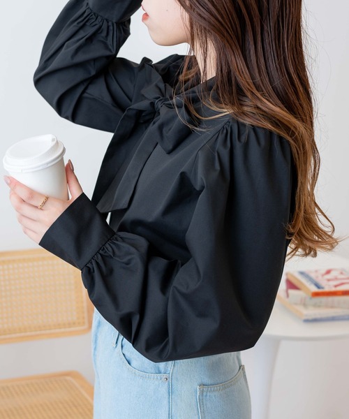 WEGO（ウィゴー）の「WEGO/2WAYリボンタイブラウス（シャツ/ブラウス・レディース・ホワイト/ブラック・FREE）」の13枚目の写真