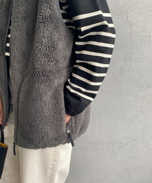 DANTON/ダントン] ハイパイルボアフリース スタンドカラーベスト