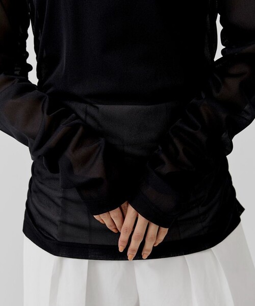 city（シティ）の「【CITY】トリコットシアーシャーリングTOPS（Tシャツ/カットソー・レディース・ブラック/カーキ/オレンジ/アイボリー・FREE）」の21枚目の写真