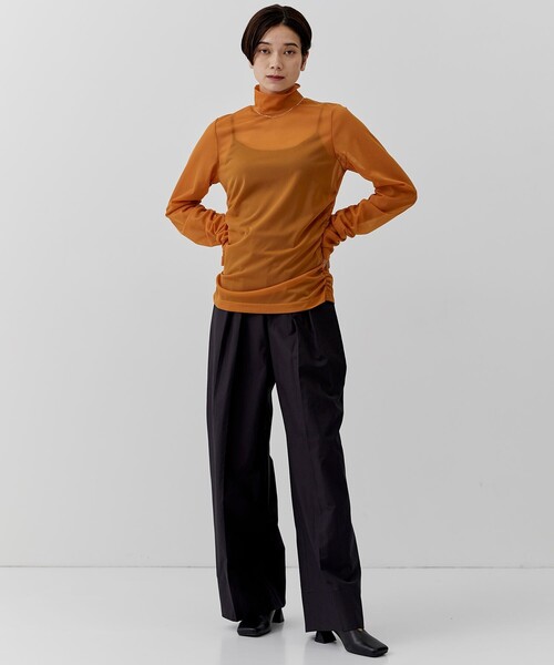 city（シティ）の「【CITY】トリコットシアーシャーリングTOPS（Tシャツ/カットソー・レディース・ブラック/カーキ/オレンジ/アイボリー・FREE）」の22枚目の写真