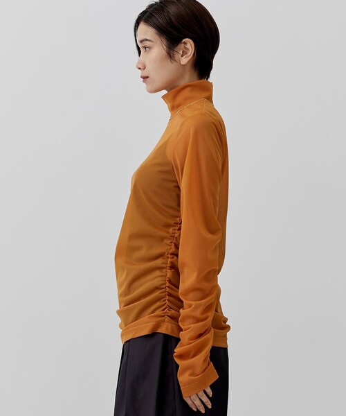 city（シティ）の「【CITY】トリコットシアーシャーリングTOPS（Tシャツ/カットソー・レディース・ブラック/カーキ/オレンジ/アイボリー・FREE）」の9枚目の写真