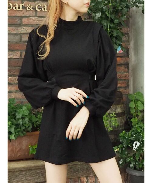 EVRIS（エヴリス）の「サイドベルトタックミニワンピース（ワンピース・レディース・ブラック/グリーン・FREE）」の10枚目の写真