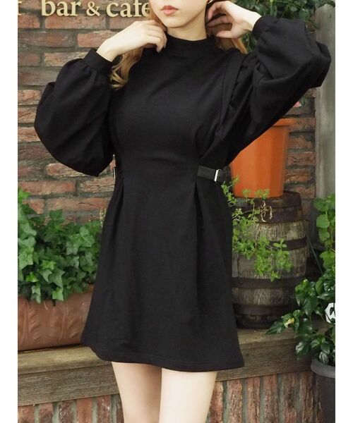 EVRIS（エヴリス）の「サイドベルトタックミニワンピース（ワンピース・レディース・ブラック/グリーン・FREE）」の11枚目の写真