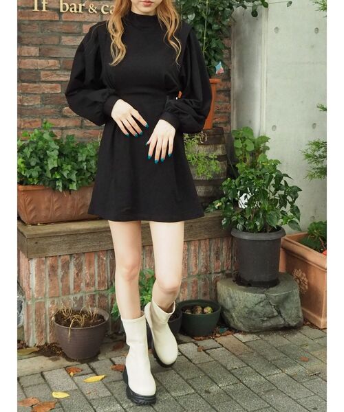 EVRIS（エヴリス）の「サイドベルトタックミニワンピース（ワンピース・レディース・ブラック/グリーン・FREE）」の13枚目の写真