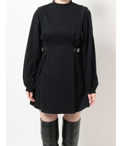 EVRIS（エヴリス）の「サイドベルトタックミニワンピース（ワンピース・レディース・ブラック/グリーン・FREE）」の14枚目の写真