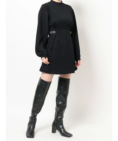 EVRIS（エヴリス）の「サイドベルトタックミニワンピース（ワンピース・レディース・ブラック/グリーン・FREE）」の21枚目の写真