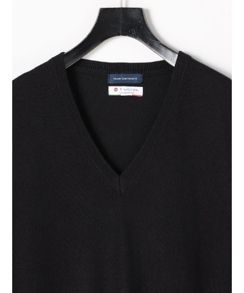 Perfect Suit FActory（パーフェクトスーツファクトリー）の「FILIVIVI　イタリー糸ニット　Vネックベスト　ブラック/グレー/ダークブラウン/ネイビー（ベスト・メンズ・ネイビー/グレー/ブラック/ダークブラウン・L/LL/M）」の17枚目の写真