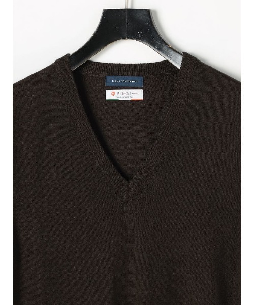 Perfect Suit FActory（パーフェクトスーツファクトリー）の「FILIVIVI　イタリー糸ニット　Vネックベスト　ブラック/グレー/ダークブラウン/ネイビー（ベスト・メンズ・ネイビー/グレー/ブラック/ダークブラウン・L/LL/M）」の6枚目の写真
