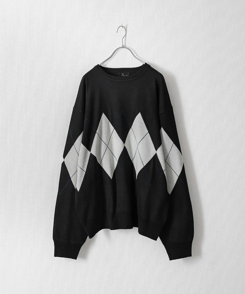 ZIP FIVE（ジップファイブ）の「【ZIP FIVE】ジャガード　アーガイル柄 プルオーバー ニット（ニット/セーター・レディース・ネイビー/ブラック/アイボリー/グリーン・X-LARGE/LARGE/MEDIUM）」の3枚目の写真