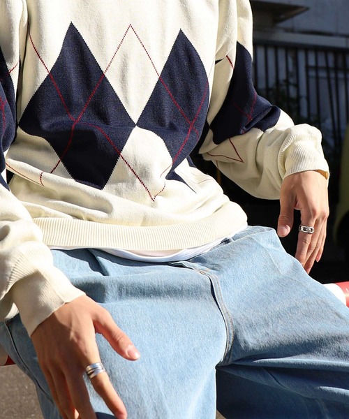 ZIP FIVE（ジップファイブ）の「【ZIP FIVE】ジャガード　アーガイル柄 プルオーバー ニット（ニット/セーター・レディース・ネイビー/ブラック/アイボリー/グリーン・X-LARGE/LARGE/MEDIUM）」の11枚目の写真