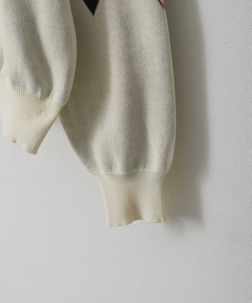 ZIP FIVE（ジップファイブ）の「【ZIP FIVE】ジャガード　アーガイル柄 プルオーバー ニット（ニット/セーター・レディース・ネイビー/ブラック/アイボリー/グリーン・X-LARGE/LARGE/MEDIUM）」の7枚目の写真