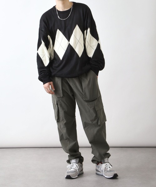 ZIP FIVE（ジップファイブ）の「【ZIP FIVE】ジャガード　アーガイル柄 プルオーバー ニット（ニット/セーター・レディース・ネイビー/ブラック/アイボリー/グリーン・X-LARGE/LARGE/MEDIUM）」の18枚目の写真