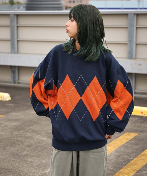 ZIP FIVE（ジップファイブ）の「【ZIP FIVE】ジャガード　アーガイル柄 プルオーバー ニット（ニット/セーター・レディース・ネイビー/ブラック/アイボリー/グリーン・X-LARGE/LARGE/MEDIUM）」の20枚目の写真