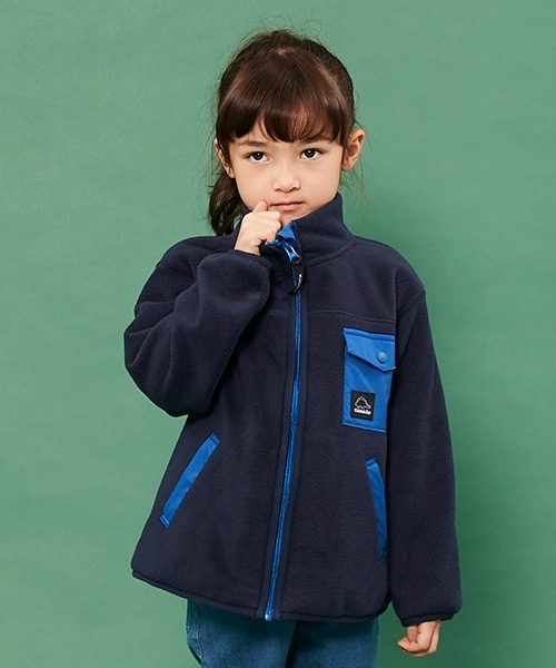 kladskap（クレードスコープ）の「フリースジップアップ（カーディガン/ボレロ・キッズ・ネイビー/ライトグリーン・L/M/LL）」の2枚目の写真