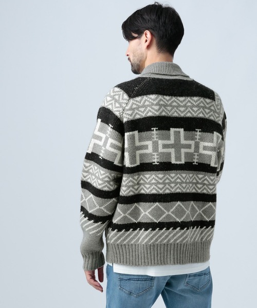 BAYFLOW(ベイフロー)の「ネイティブカウチンニット(ニット/セーター・メンズ・グレー/ブラック・MEDIUM/LARGE)」の12枚目の写真