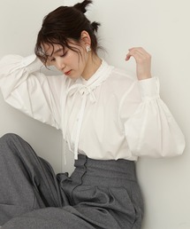 ◆リボンタイフリルシャツブラウス