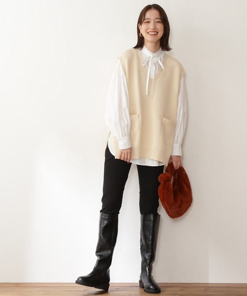 N.(N. Natural Beauty Basic)(エヌエヌナチュラルビューティーベーシック)の「◆リボンタイフリルシャツブラウス(シャツ/ブラウス・レディース・オフホワイト/ブルー/ストライプ・MEDIUM)」の22枚目の写真