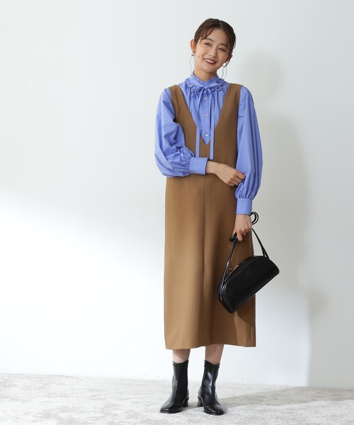 N.(N. Natural Beauty Basic)(エヌエヌナチュラルビューティーベーシック)の「◆リボンタイフリルシャツブラウス(シャツ/ブラウス・レディース・オフホワイト/ブルー/ストライプ・MEDIUM)」の10枚目の写真