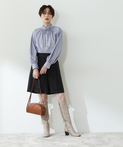 N.(N. Natural Beauty Basic)(エヌエヌナチュラルビューティーベーシック)の「◆リボンタイフリルシャツブラウス(シャツ/ブラウス・レディース・オフホワイト/ブルー/ストライプ・MEDIUM)」の11枚目の写真