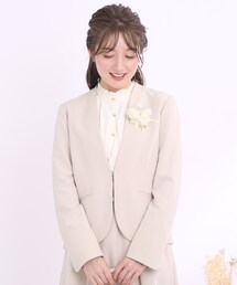 couture brooch | ゴールドバーホック ノーラペルジャケット(ノーカラージャケット)