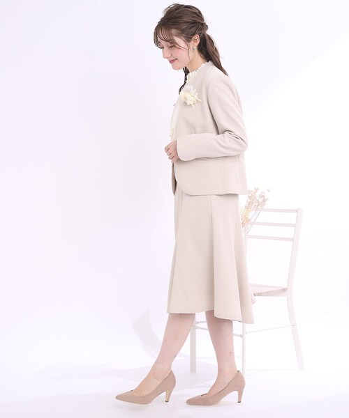 couture brooch（クチュールブローチ）の「◆【セレモニー/オフィスカジュアル】ゴールドバーホック ノーラペルジャケット（ノーカラージャケット・レディース・ネイビー/ライトグレー・42/36/38/40）」の8枚目の写真