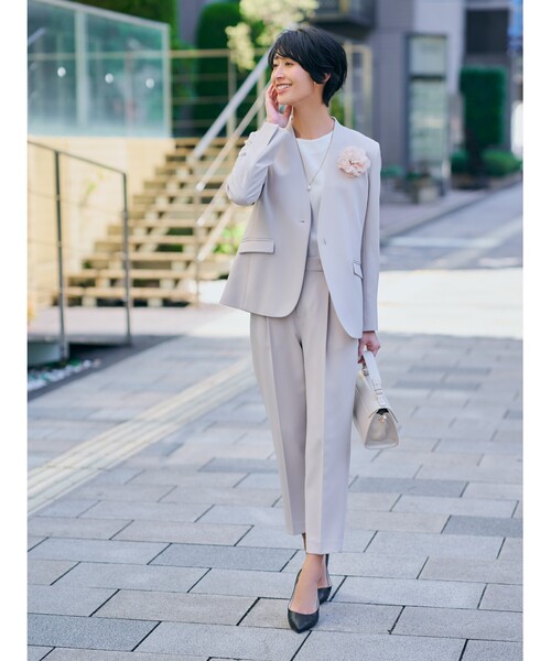 THE SHOP TK （ザ ショップ ティーケー ）の「◆【セレモニー/入卒/洗える/汚れが付きにくい】ダブルクロステーパードパンツ（その他パンツ・レディース・ブラック/ライトグレー/ネイビー・11/12/13/14）」の7枚目の写真