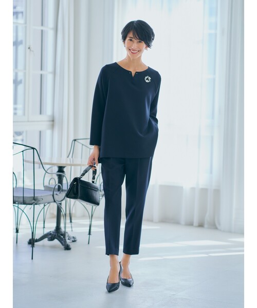 THE SHOP TK （ザ ショップ ティーケー ）の「◆【セレモニー/入卒/洗える/汚れが付きにくい】ダブルクロステーパードパンツ（その他パンツ・レディース・ブラック/ライトグレー/ネイビー・11/12/13/14）」の11枚目の写真