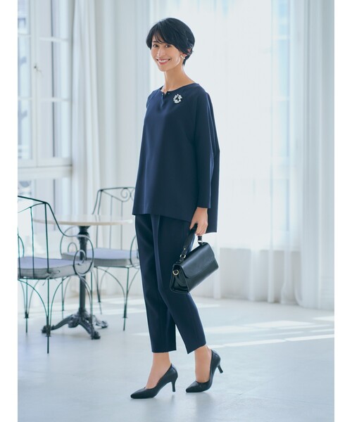 THE SHOP TK （ザ ショップ ティーケー ）の「◆【セレモニー/入卒/洗える/汚れが付きにくい】ダブルクロステーパードパンツ（その他パンツ・レディース・ブラック/ライトグレー/ネイビー・11/12/13/14）」の22枚目の写真