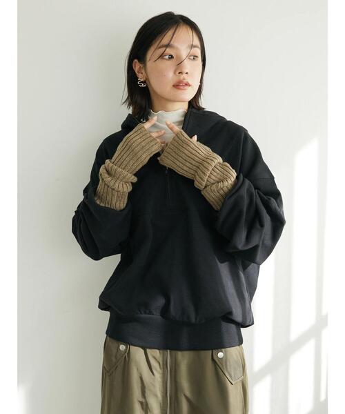 Green　Parks（グリーンパークス）の「・リブアミアームウォーマー（アームカバー・レディース・ブラック/グレイッシュベージュ/グリーン/アイボリー・FREE）」の5枚目の写真