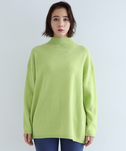 【オフショルダー/ハイネック】ウールMIXプルオーバー