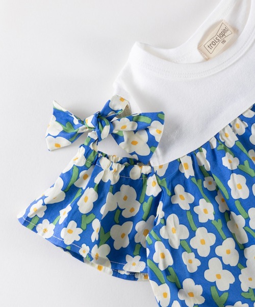 trois lapins kp(トロワラパンケーピー)の「小花プリント半袖Tシャツ(100~150cm)(Tシャツ/カットソー・キッズ・ブルー・130cm/150cm/110cm/120cm/140cm/160cm/100cm)」の6枚目の写真