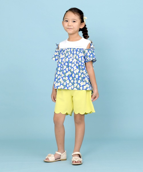 trois lapins kp(トロワラパンケーピー)の「小花プリント半袖Tシャツ(100~150cm)(Tシャツ/カットソー・キッズ・ブルー・130cm/150cm/110cm/120cm/140cm/160cm/100cm)」の2枚目の写真