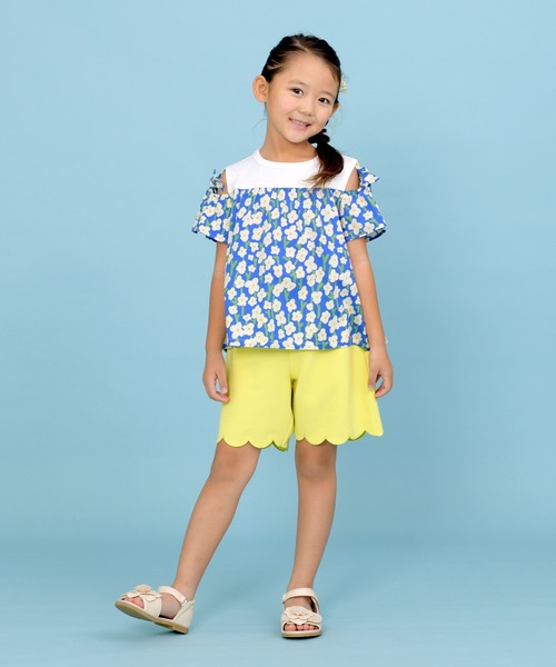 trois lapins kp(トロワラパンケーピー)の「小花プリント半袖Tシャツ(100~150cm)(Tシャツ/カットソー・キッズ・ブルー・130cm/150cm/110cm/120cm/140cm/160cm/100cm)」の4枚目の写真