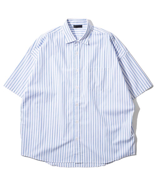 ADPOSION(アドポーション)の「ビッグシルエット ブロードレギュラーカラー半袖シャツ(シャツ/ブラウス・メンズ・ラベンダー/グリーン系1/ブルー/グリーン/イエロー/ブラック/ブラック系1/サックスブルー系/ホワイト系1/ベージュ/ホワイト・X-LARGE/LARGE/MEDIUM)」の14枚目の写真