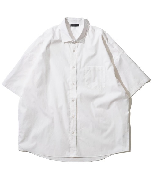 ADPOSION(アドポーション)の「ビッグシルエット ブロードレギュラーカラー半袖シャツ(シャツ/ブラウス・メンズ・ラベンダー/グリーン系1/ブルー/グリーン/イエロー/ブラック/ブラック系1/サックスブルー系/ホワイト系1/ベージュ/ホワイト・X-LARGE/LARGE/MEDIUM)」の12枚目の写真
