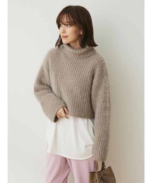 Petit fleur(プチフルール)の「・Petit Fleur モヘア風ショートニット(ニット/セーター・レディース・ピンク/ベージュ/ブルー・FREE)」の18枚目の写真