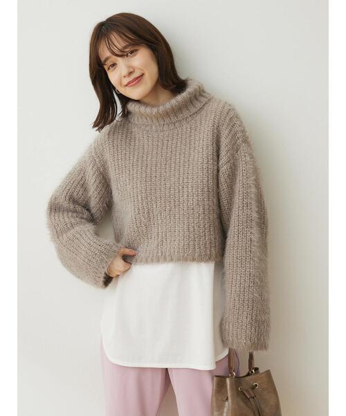 Petit fleur(プチフルール)の「・Petit Fleur モヘア風ショートニット(ニット/セーター・レディース・ピンク/ベージュ/ブルー・FREE)」の17枚目の写真