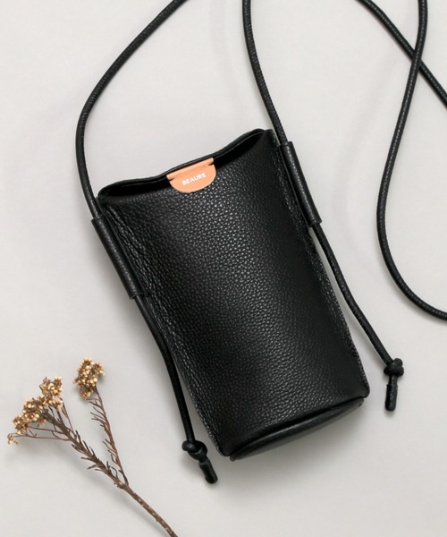 【BEAURE/ビュレ】牛革 レザーヌメ革 ロゴ スマホショルダー ケース（ショルダーバッグ）｜Beau're（ヴュレ）