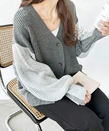 前後2WAYブロック配色ニット