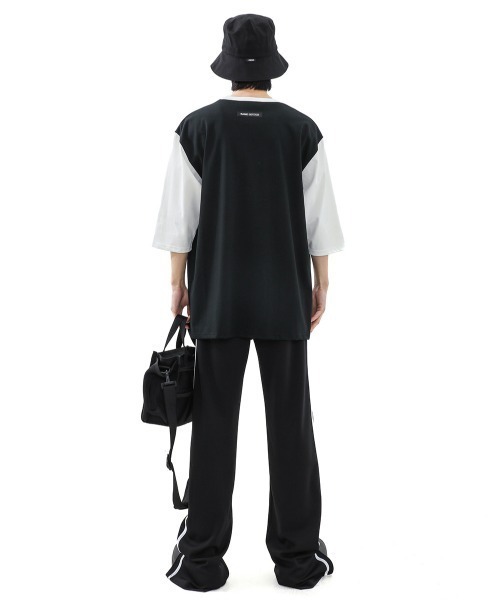 BASIC COTTON（ベーシックコットン）の「A'GEM/9 × .kom『BASIC COTTON/ベーシックコットン』 MIX BOX TOP/ボックスシルエット 七分袖 カットソー（Tシャツ/カットソー・レディース・ホワイト/ブラック・FREE）」の13枚目の写真