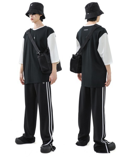 BASIC COTTON（ベーシックコットン）の「A'GEM/9 × .kom『BASIC COTTON/ベーシックコットン』 MIX BOX TOP/ボックスシルエット 七分袖 カットソー（Tシャツ/カットソー・レディース・ホワイト/ブラック・FREE）」の15枚目の写真