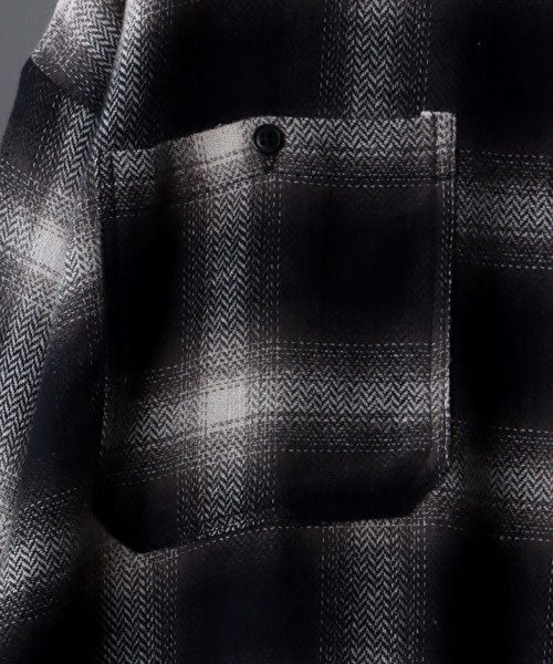 SITRY(シトリー)の「Oversize ombre check work shirt/オーバーサイズ オンブレ チェック ワークシャツ(シャツ/ブラウス・メンズ・ブラック/ネイビー/ブラウン・M/L/XL)」の5枚目の写真