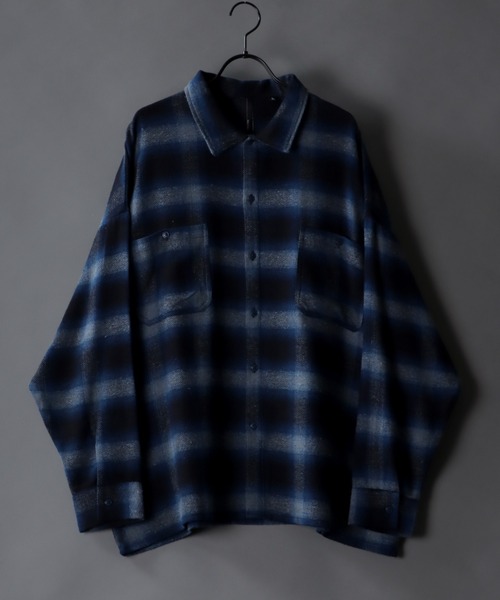 SITRY(シトリー)の「Oversize ombre check work shirt/オーバーサイズ オンブレ チェック ワークシャツ(シャツ/ブラウス・メンズ・ブラック/ネイビー/ブラウン・M/L/XL)」の6枚目の写真