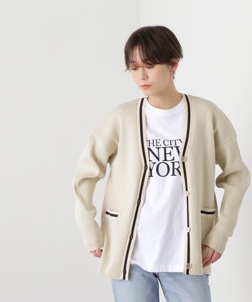 N.（N. Natural Beauty Basic）（エヌエヌナチュラルビューティーベーシック）の「◆ラインリブカーディガン（カーディガン/ボレロ・レディース・ホワイト系その他/グリーン系その他/ブルー系その他・MEDIUM）」の4枚目の写真