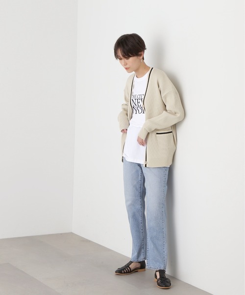 N.（N. Natural Beauty Basic）（エヌエヌナチュラルビューティーベーシック）の「◆ラインリブカーディガン（カーディガン/ボレロ・レディース・ホワイト系その他/グリーン系その他/ブルー系その他・MEDIUM）」の5枚目の写真