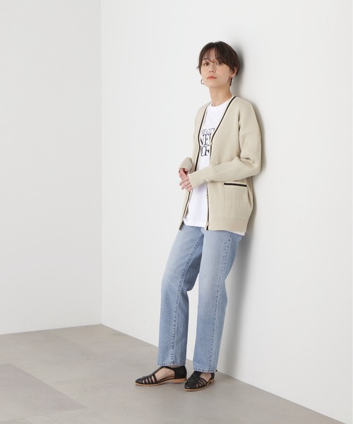 N.（N. Natural Beauty Basic）（エヌエヌナチュラルビューティーベーシック）の「◆ラインリブカーディガン（カーディガン/ボレロ・レディース・ホワイト系その他/グリーン系その他/ブルー系その他・MEDIUM）」の6枚目の写真