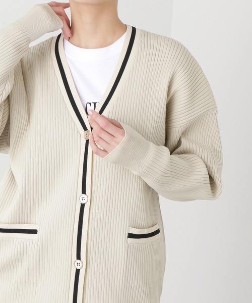 N.（N. Natural Beauty Basic）（エヌエヌナチュラルビューティーベーシック）の「◆ラインリブカーディガン（カーディガン/ボレロ・レディース・ホワイト系その他/グリーン系その他/ブルー系その他・MEDIUM）」の10枚目の写真