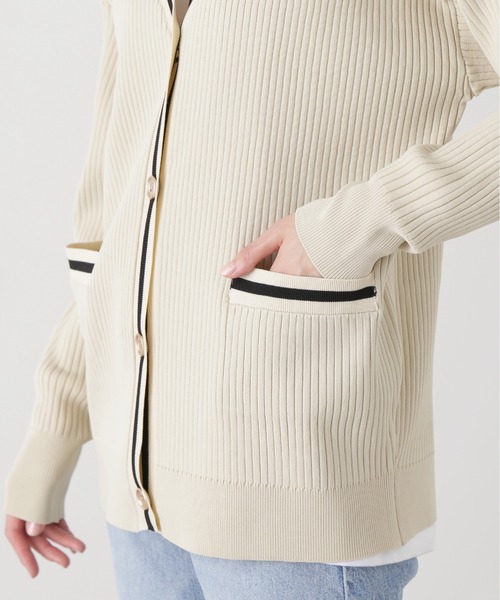 N.（N. Natural Beauty Basic）（エヌエヌナチュラルビューティーベーシック）の「◆ラインリブカーディガン（カーディガン/ボレロ・レディース・ホワイト系その他/グリーン系その他/ブルー系その他・MEDIUM）」の11枚目の写真
