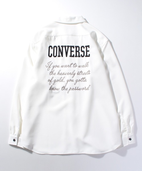 CONVERSE（コンバース）の「【CONVERSE/コンバース】ポリツイル バックロゴ刺繍フロントワンポイントシューズ 長袖カラーボタンシャツ（シャツ/ブラウス・メンズ・グレー/ホワイト/ブラック/グリーン・LL/L/M）」の8枚目の写真