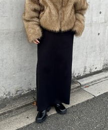 【低身長/高身長サイズ有】セルフカット　リブＩラインスカート